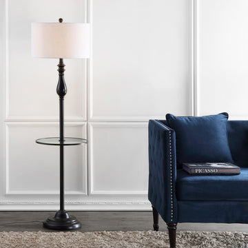 Laine 60" Metal/Glass LED Side Table and Floor Lamp - JONATHAN Y